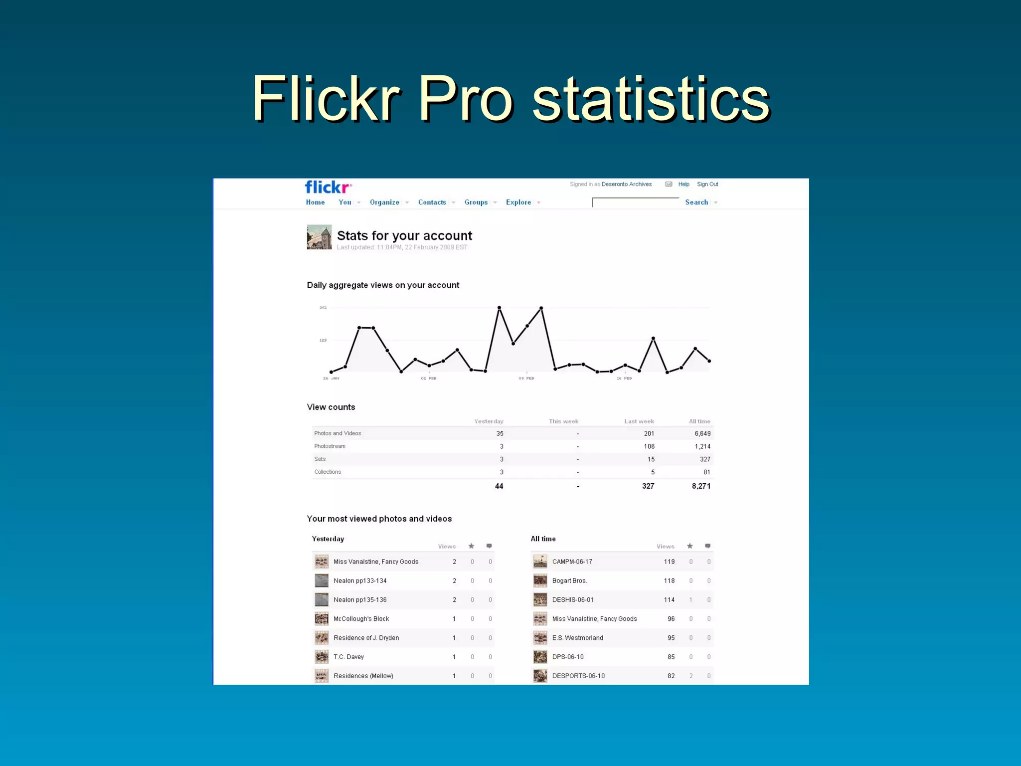 Flickr Pro statistics 