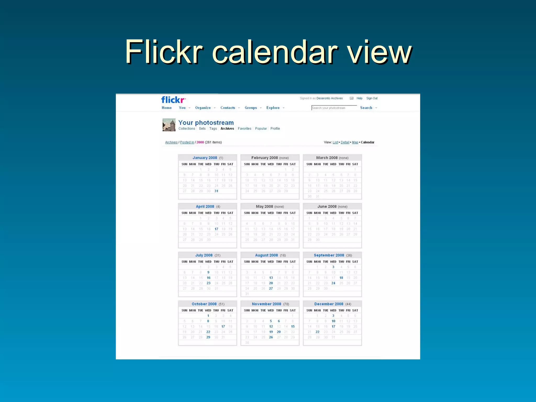 Flickr calendar view 