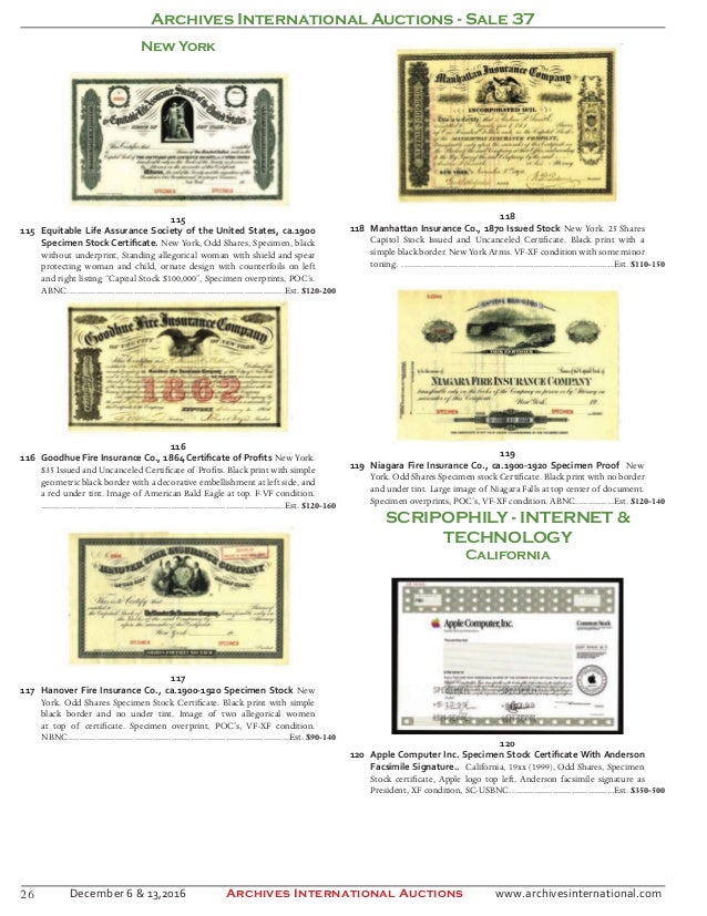 apple stock certificate