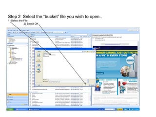 How to re-open the Outlook Data File(s) file you create Step 1:  Open Outlook Data File Select File, Open, Outlook Data File 