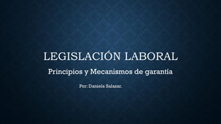 LEGISLACIÓN LABORAL
Principios y Mecanismos de garantía
Por: Daniela Salazar.
 
