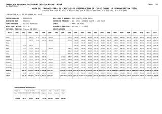 DIRECCION REGIONAL SECTORIAL DE EDUCACION - TACNA                                                                                                                                                                 Página:      143
Ruc :20325722941
                                          HOJA DE TRABAJO PARA EL CALCULO DE PREPARACION DE CLASE SOBRE LA REMUNERACION TOTAL
                                                          CALCULO REALIZADO AL 30 %; Y AJUSTES DEL 16% A LOS D.U.090-1996, D.U.073-1997, D.U.011-1999

LIQUIDACION AL 31 DE DICIEMBRE DEL 2011

CODIGO MODULAR          : 1000509743                                         APELLIDOS Y NOMBRES: MASI CARITA ELSA MARIA
NUMERO DE DNI           : 00509743                                           CENTRO DE TRABAJO        : IE. 42044 ALFONSO UGARTE - LOS PALOS
TIPO SERVIDOR           : Docente Nombrado                                   CARGO                    : PROF. DE AULA
NIVEL MAG. ACTUAL: II - 30                                                   PERIODO A ANALIZAR : 02/1991 - 12/2011
EXPEDIEN. PROCESO: Proceso N§ 4309                                           OBSERVACIONES            :

   Meses     1991       1992       1993         1994     1995      1996       1997       1998      1999     2000     2001     2002     2003     2004     2005     2006     2007     2008     2009     2010      2011        Total



Enero                               50.12        71.12    141.02    160.18                         275.21   346.87   346.87   361.85   361.85   391.85   426.35   456.35   487.02   487.02   487.02   487.02     487.02     5,824.74

Febrero                             50.12        71.12    141.02    160.18                         275.21   346.87   346.87   361.85   361.85   391.85   426.35   456.35   487.02   487.02   487.02   487.02     487.02     5,824.74

Marzo                                                                                                       346.87   346.87   361.85   361.85   391.85   426.35   456.35   487.02   487.02   487.02   487.02     487.02     5,127.09

Abril                    13.27      50.12                                                                   346.87   346.87   361.85   361.85   391.85   426.35   456.35   487.02   487.02   487.02   487.02     487.02     5,190.48

Mayo                     13.27      71.12       102.62              160.18                         346.87   346.87   346.87   361.85   391.85   412.85   447.35   473.37   487.02   487.02   487.02   487.02     487.02     5,910.17

Junio                    13.27      71.12       102.62    141.02                                   346.87   346.87   346.87   361.85   391.85   412.85   447.35   473.37   487.02   487.02   487.02   487.02     487.02     5,891.01

Julio                    13.27      71.12       102.62    141.02                                   346.87   346.87   346.87   361.85   391.85   412.85   447.35   473.37   487.02   487.02   487.02   487.02     487.02     5,891.01

Agosto                   31.27      71.12       102.62    160.18                          275.21   346.87   346.87   346.87   361.85   391.85   426.35   456.35   473.37   487.02   487.02   487.02   487.02     487.02     6,225.88

Setiembre                31.27      71.12       102.62    160.18    160.18                275.21   346.87   346.87   361.85   361.85   391.85   426.35   456.35   487.02   487.02   487.02   487.02   487.02     487.02     6,414.69

Octubre                  31.27      71.12       141.02    160.18    160.18                275.21   346.87   346.87   361.85   361.85   391.85   426.35   456.35   487.02   487.02   487.02   487.02   487.02     487.02     6,453.09

Noviembre                31.27      71.12       141.02    160.18    213.43                275.21   346.87   346.87   361.85   361.85   391.85   426.35   456.35   487.02   487.02   487.02   487.02   487.02     487.02     6,506.34

Diciembre                31.27      71.12       141.02    160.18    213.43                275.21   346.87   346.87   361.85   361.85   391.85   426.35   456.35   487.02   487.02   487.02   487.02   487.02     487.02     6,506.34

Usuario                 209.43    719.32 1,078.40 1,364.98 1,227.76                     1,376.05 3,325.38 4,162.44 4,222.36 4,342.20 4,582.20 4,937.70 5,329.20 5,666.96 5,844.24 5,844.24 5,844.24 5,844.24   5,844.24 71,765.58

Essalud                  18.85      64.74        97.06    122.85    110.50                123.84   299.28   374.62   380.01   390.80   390.80   390.80   390.80   390.80   390.80   390.80   390.80   390.80     390.80     5,514.50

TOTAL                   228.28    784.06 1,175.46 1,487.83 1,338.26                     1,499.89 3,624.66 4,537.06 4,602.37 4,733.00 4,973.00 5,328.50 5,720.00 6,057.76 6,235.04 6,235.04 6,235.04 6,235.04   6,235.04 77,280.08




            COSTO MENSUAL PERIODO 2012

            Prepa. de          Ajuste del 16%            Importe    Total     Aporte      Costo
            Clase 30% DU.090-96 DU.073-97 DU.011-99      Pagado    Usuario    Essalud     Total



             416.68      28.91      33.54       38.90     31.00    487.02      43.83     530.86
 