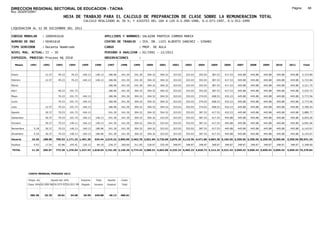 DIRECCION REGIONAL SECTORIAL DE EDUCACION - TACNA                                                                                                                                                               Página:       68
Ruc :20325722941
                                          HOJA DE TRABAJO PARA EL CALCULO DE PREPARACION DE CLASE SOBRE LA REMUNERACION TOTAL
                                                          CALCULO REALIZADO AL 30 %; Y AJUSTES DEL 16% A LOS D.U.090-1996, D.U.073-1997, D.U.011-1999

LIQUIDACION AL 31 DE DICIEMBRE DEL 2011

CODIGO MODULAR          : 1000401618                                         APELLIDOS Y NOMBRES: SALAZAR PANTOJA CARMEN MARIA
NUMERO DE DNI           : 00401618                                           CENTRO DE TRABAJO      : IEA. DR. LUIS ALBERTO SANCHEZ - VINANI
TIPO SERVIDOR           : Docente Nombrado                                   CARGO                  : PROF. DE AULA
NIVEL MAG. ACTUAL: II - 30                                                   PERIODO A ANALIZAR : 02/1991 - 12/2011
EXPEDIEN. PROCESO: Proceso N§ 2018                                           OBSERVACIONES          :

   Meses     1991       1992       1993         1994     1995      1996       1997      1998     1999     2000     2001     2002     2003     2004     2005     2006     2007     2008     2009     2010      2011        Total



Enero                    12.37      49.23        70.23    140.13    140.13     186.96   241.30   241.30   304.32   304.32   323.03   323.03   353.03   387.53   417.53   445.88   445.88   445.88   445.88     445.88     5,723.84

Febrero                  12.37      49.23        70.23    140.13    140.13     186.96   241.30   241.30   304.32   304.32   323.03   323.03   353.03   387.53   417.53   445.88   445.88   445.88   445.88     445.88     5,723.84

Marzo                                                                          186.96   241.30   241.30   304.32   304.32   323.03   323.03   353.03   387.53   417.53   445.88   445.88   445.88   445.88     445.88     5,311.75

Abril                               49.23       101.73                         186.96   241.30   304.32   304.32   304.32   323.03   323.03   353.03   387.53   417.53   445.88   445.88   445.88   445.88     445.88     5,525.73

Mayo                                70.23       101.73    140.13               186.96   241.30   304.32   304.32   304.32   323.03   353.03   374.03   408.53   432.23   445.88   445.88   445.88   445.88     445.88     5,773.56

Junio                               70.23       101.73    140.13               186.96   241.30   304.32   304.32   304.32   323.03   353.03   374.03   408.53   432.23   445.88   445.88   445.88   445.88     445.88     5,773.56

Julio                    12.37      70.23       101.73    140.13               186.96   241.30   304.32   304.32   304.32   323.03   353.03   374.03   408.53   432.23   445.88   445.88   445.88   445.88     445.88     5,785.93

Agosto                   30.37      70.23       101.73    140.13               241.30   241.30   304.32   304.32   304.32   323.03   353.03   387.53   417.53   432.23   445.88   445.88   445.88   445.88     445.88     5,880.77

Setiembre                30.37      70.23       101.73    140.13    140.13     241.30   241.30   304.32   304.32   323.03   323.03   353.03   387.53   417.53   445.88   445.88   445.88   445.88   445.88     445.88     6,053.26

Octubre                  30.37      70.23       140.13    140.13    140.13     241.30   241.30   304.32   304.32   323.03   323.03   353.03   387.53   417.53   445.88   445.88   445.88   445.88   445.88     445.88     6,091.66

Noviembre       5.18     30.37      70.23       140.13    140.13   186.96      241.30   241.30   304.32   304.32   323.03   323.03   353.03   387.53   417.53   445.88   445.88   445.88   445.88   445.88     445.88     6,143.67

Diciembre       5.18     30.37      70.23       140.13    140.13   186.96      241.30   241.30   304.32   304.32   323.03   323.03   353.03   387.53   417.53   445.88   445.88   445.88   445.88   445.88     445.88     6,143.67

Usuario        10.36    188.96    709.53 1,171.23 1,401.30         934.44 2,515.22 2,895.60 3,462.78 3,651.84 3,726.68 3,876.36 4,116.36 4,471.86 4,863.36 5,182.56 5,350.56 5,350.56 5,350.56 5,350.56      5,350.56 69,931.24

Essalud         0.93     17.01      63.86       105.41    126.12     84.10     226.37   260.60   311.65   328.67   335.40   348.87   348.87   348.87   348.87   348.87   348.87   348.87   348.87   348.87     348.87     5,348.60

TOTAL          11.29    205.97    773.39 1,276.64 1,527.42 1,018.54 2,741.59 3,156.20 3,774.43 3,980.51 4,062.08 4,225.23 4,465.23 4,820.73 5,212.23 5,531.43 5,699.43 5,699.43 5,699.43 5,699.43            5,699.43 75,279.84




            COSTO MENSUAL PERIODO 2012

            Prepa. de          Ajuste del 16%            Importe    Total     Aporte    Costo
            Clase 30% DU.090-96 DU.073-97 DU.011-99      Pagado    Usuario    Essalud   Total



             385.38      25.70      29.81       34.58     29.59    445.88      40.13    486.01
 