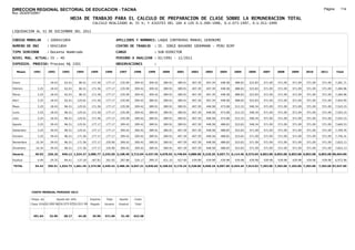 DIRECCION REGIONAL SECTORIAL DE EDUCACION - TACNA                                                                                                                                                               Página:      114
Ruc :20325722941
                                          HOJA DE TRABAJO PARA EL CALCULO DE PREPARACION DE CLASE SOBRE LA REMUNERACION TOTAL
                                                          CALCULO REALIZADO AL 35 %; Y AJUSTES DEL 16% A LOS D.U.090-1996, D.U.073-1997, D.U.011-1999

LIQUIDACION AL 31 DE DICIEMBRE DEL 2011

CODIGO MODULAR          : 1000421804                                         APELLIDOS Y NOMBRES: LAQUE CONTRERAS MANUEL GERONIMO
NUMERO DE DNI           : 00421804                                           CENTRO DE TRABAJO      : IE. JORGE BASADRE GROHMANN - PERU BIRF
TIPO SERVIDOR           : Docente Nombrado                                   CARGO                  : SUB-DIRECTOR
NIVEL MAG. ACTUAL: IV - 40                                                   PERIODO A ANALIZAR : 02/1991 - 12/2011
EXPEDIEN. PROCESO: Proceso N§ 1501                                           OBSERVACIONES          :

   Meses     1991       1992       1993         1994     1995      1996       1997      1998     1999     2000     2001     2002     2003     2004     2005     2006     2007     2008     2009     2010      2011        Total



Enero                    18.43      62.01        86.51    171.56    177.17     235.90   309.42   309.42   389.91   389.91   407.39   407.39   448.58   488.83   523.83   571.09   571.09   571.09   571.09     571.09     7,281.71

Febrero         3.25     18.43      62.01        86.51    171.56   177.17      235.90   309.42   309.42   389.91   389.91   407.39   407.39   448.58   488.83   523.83   571.09   571.09   571.09   571.09     571.09     7,284.96

Marzo           3.25     18.43      62.01        86.51    171.56   177.17      235.90   309.42   309.42   389.91   389.91   407.39   407.39   448.58   488.83   523.83   571.09   571.09   571.09   571.09     571.09     7,284.96

Abril           3.25     18.43      62.01       125.01    171.56   177.17      235.90   309.42   389.91   389.91   389.91   407.39   407.39   448.58   488.83   523.83   571.09   571.09   571.09   571.09     571.09     7,403.95

Mayo            3.25     18.43      86.51       125.01    171.56   177.17      235.90   309.42   389.91   389.91   389.91   407.39   448.58   473.08   513.33   548.34   571.09   571.09   571.09   571.09     571.09     7,543.15

Junio           3.25     18.43      86.51       125.01    171.56   177.17      235.90   309.42   389.91   389.91   389.91   407.39   448.58   473.08   513.33   548.34   571.09   571.09   571.09   571.09     571.09     7,543.15

Julio           3.25     18.43      86.51       125.01    171.56   177.17      235.90   309.42   389.91   389.91   389.91   407.39   448.58   473.08   513.33   548.34   571.09   571.09   571.09   571.09     571.09     7,543.15

Agosto          3.25     39.43      86.51       125.01    177.17   177.17      309.42   309.42   389.91   389.91   389.91   407.39   448.58   488.83   523.83   548.34   571.09   571.09   571.09   571.09     571.09     7,669.53

Setiembre       3.25     39.43      86.51       125.01    177.17   177.17      309.42   309.42   389.91   389.91   407.39   407.39   448.58   488.83   523.83   571.09   571.09   571.09   571.09   571.09     571.09     7,709.76

Octubre         3.25     39.43      86.51       171.56    177.17   177.17      309.42   309.42   389.91   389.91   407.39   407.39   448.58   488.83   523.83   571.09   571.09   571.09   571.09   571.09     571.09     7,756.31

Noviembre      10.34     39.43      86.51       171.56    177.17   235.90      309.42   309.42   389.91   389.91   407.39   407.39   448.58   488.83   523.83   571.09   571.09   571.09   571.09   571.09     571.09     7,822.13

Diciembre      10.34     39.43      86.51       171.56    177.17   235.90      309.42   309.42   389.91   389.91   407.39   407.39   448.58   488.83   523.83   571.09   571.09   571.09   571.09   571.09     571.09     7,822.13

Usuario        49.93    326.16    940.12 1,524.27 2,086.77 2,243.50 3,198.40 3,713.04 4,437.45 4,678.92 4,748.84 4,888.68 5,218.20 5,657.71 6,114.46 6,573.04 6,853.08 6,853.08 6,853.08 6,853.08            6,853.08 90,664.89

Essalud         4.49     29.35      84.61       137.18    187.81   201.92      287.86   334.17   399.37   421.10   427.40   439.98   439.98   439.98   439.98   439.98   439.98   439.98   439.98   439.98     439.98     6,972.96

TOTAL          54.42    355.51 1,024.73 1,661.45 2,274.58 2,445.42 3,486.26 4,047.21 4,836.82 5,100.02 5,176.24 5,328.66 5,658.18 6,097.69 6,554.44 7,013.02 7,293.06 7,293.06 7,293.06 7,293.06             7,293.06 97,637.85




            COSTO MENSUAL PERIODO 2012

            Prepa. de          Ajuste del 16%            Importe    Total     Aporte    Costo
            Clase 35% DU.090-96 DU.073-97 DU.011-99      Pagado    Usuario    Essalud   Total



             491.64      32.90      38.17       44.28     35.90    571.09      51.40    622.48
 