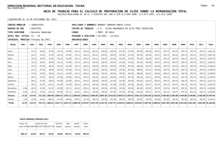 DIRECCION REGIONAL SECTORIAL DE EDUCACION - TACNA                                                                                                                                                                Página:      153
Ruc :20325722941
                                          HOJA DE TRABAJO PARA EL CALCULO DE PREPARACION DE CLASE SOBRE LA REMUNERACION TOTAL
                                                          CALCULO REALIZADO AL 30 %; Y AJUSTES DEL 16% A LOS D.U.090-1996, D.U.073-1997, D.U.011-1999

LIQUIDACION AL 31 DE DICIEMBRE DEL 2011

CODIGO MODULAR          : 1000437935                                         APELLIDOS Y NOMBRES: MAMANI CABRERA MARIA LUISA
NUMERO DE DNI           : 00437935                                           CENTRO DE TRABAJO      : I.E.       42246 ANCOMARCA DE ALTO PERU CREACCION
TIPO SERVIDOR           : Docente Nombrado                                   CARGO                  : PROF. DE AULA
NIVEL MAG. ACTUAL: II - 24                                                   PERIODO A ANALIZAR : 02/1991 - 12/2011
EXPEDIEN. PROCESO: Proceso N§ 3951                                           OBSERVACIONES          :

   Meses     1991       1992       1993         1994     1995      1996       1997      1998     1999     2000      2001     2002     2003     2004     2005     2006     2007     2008     2009     2010      2011        Total



Enero                    10.37      46.94        67.94    135.14    147.89     197.11   254.21   254.21   320.44    320.44   337.96   337.96   367.96   402.46   432.47   454.74   454.74   454.74   454.74     454.74     5,907.20

Febrero                  10.37      46.94        67.94    135.14    147.89     197.11   254.21   254.21   320.44    320.44   337.96   337.96   367.96   402.46   432.47   454.74   454.74   454.74   454.74     454.74     5,907.20

Marzo                    10.37      46.94        67.94    135.14    147.89     197.11   254.21   254.21   320.44    320.44   337.96   337.96   367.96   402.46   432.47   454.74   454.74   454.74   454.74     454.74     5,907.20

Abril                    10.37      46.94        98.54    135.14    147.89     197.11   254.21   320.44   320.44    320.44   337.96   337.96   367.96   402.46   432.47   454.74   454.74   454.74   454.74     454.74     6,004.03

Mayo                     10.37      67.94        98.54    135.14    147.89     197.11   254.21   320.44   320.44    320.44   337.96   367.96   388.96   423.47   444.02   454.74   454.74   454.74   454.74     454.74     6,108.59

Junio                    10.37      67.94        98.54    135.14    147.89     197.11   254.21   320.44   320.44    320.44   337.96   367.96   388.96   423.47   444.02   454.74   454.74   454.74   454.74     454.74     6,108.59

Julio                    10.37      67.94        98.54    135.14    147.89     197.11   254.21   320.44   320.44    320.44   337.96   367.96   388.96   423.47   444.02   454.74   454.74   454.74   454.74     454.74     6,108.59

Agosto                   28.37      67.94        98.54    147.89    147.89     254.21   254.21   320.44   320.44    320.44   337.96   367.96   402.46   432.47   444.02   454.74   454.74   454.74   454.74     454.74     6,218.94

Setiembre                28.37      67.94        98.54    147.89    147.89     254.21   254.21   320.44   320.44    337.96   337.96   367.96   402.46   432.47   454.74   454.74   454.74   454.74   454.74     454.74     6,247.18

Octubre                  28.37      67.94       135.14    147.89    147.89     254.21   254.21   320.44   320.44    337.96   337.96   367.96   402.46   432.47   454.74   454.74   454.74   454.74   454.74     454.74     6,283.78

Noviembre       6.08     28.37      67.94       135.14    147.89   197.11      254.21   254.21   320.44   320.44    337.96   337.96   367.96   402.46   432.47   454.74   454.74   454.74   454.74   454.74     454.74     6,339.08

Diciembre       6.08     28.37      67.94       135.14    147.89   197.11      254.21   254.21   320.44   320.44    337.96   337.96   367.96   402.46   432.47   454.74   454.74   454.74   454.74   454.74     454.74     6,339.08

Usuario        12.16    214.44    731.28 1,200.48 1,685.43 1,873.12 2,650.82 3,050.52 3,646.59 3,845.28 3,915.36 4,055.52 4,295.52 4,651.02 5,042.60 5,324.92 5,456.88 5,456.88 5,456.88 5,456.88             5,456.88 73,479.46

Essalud         1.09     19.30      65.82       108.04    151.69   168.58      238.57   274.55   328.19   346.08    352.38   365.00   365.00   365.00   365.00   365.00   365.00   365.00   365.00   365.00     365.00     5,704.62

TOTAL          13.25    233.74    797.10 1,308.52 1,837.12 2,041.70 2,889.39 3,325.07 3,974.78 4,191.36 4,267.74 4,420.52 4,660.52 5,016.02 5,407.60 5,689.92 5,821.88 5,821.88 5,821.88 5,821.88             5,821.88 79,184.08




            COSTO MENSUAL PERIODO 2012

            Prepa. de          Ajuste del 16%            Importe    Total     Aporte    Costo
            Clase 30% DU.090-96 DU.073-97 DU.011-99      Pagado    Usuario    Essalud   Total



             389.16      26.69      30.97       35.92     28.00    454.74      40.93    495.67
 