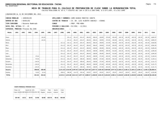 DIRECCION REGIONAL SECTORIAL DE EDUCACION - TACNA                                                                                                                                                                 Página:      174
Ruc :20325722941
                                          HOJA DE TRABAJO PARA EL CALCULO DE PREPARACION DE CLASE SOBRE LA REMUNERACION TOTAL
                                                          CALCULO REALIZADO AL 30 %; Y AJUSTES DEL 16% A LOS D.U.090-1996, D.U.073-1997, D.U.011-1999

LIQUIDACION AL 31 DE DICIEMBRE DEL 2011

CODIGO MODULAR          : 1000491292                                         APELLIDOS Y NOMBRES: SAMO HUANCA MARITZA JANETH
NUMERO DE DNI           : 00491292                                           CENTRO DE TRABAJO        : IE. DR. LUIS ALBERTO SANCHEZ - VIÐANI
TIPO SERVIDOR           : Docente Nombrado                                   CARGO                    : PROF. POR HORA
NIVEL MAG. ACTUAL: II - 24                                                   PERIODO A ANALIZAR : 02/1991 - 12/2011
EXPEDIEN. PROCESO: Proceso N§ 2266                                           OBSERVACIONES            :

   Meses     1991       1992       1993         1994     1995      1996       1997       1998      1999     2000     2001     2002     2003     2004     2005     2006     2007     2008     2009     2010      2011        Total



Enero                                                     134.24                                   231.12   291.47   291.47   306.45   306.45   338.99   373.49   403.49   425.76   425.76   425.76   425.76     425.76     4,805.97

Febrero                                                   134.24                                   231.12   291.47   291.47   306.45   306.45   338.99   373.49   403.49   425.76   425.76   425.76   425.76     425.76     4,805.97

Marzo                                                                                     231.12   231.12   291.47   291.47   306.45   306.45   338.99   373.49   403.49   425.76   425.76   425.76   425.76     425.76     4,902.85

Abril                                                                                     231.12   291.47   291.47   291.47   306.45   306.45   338.99   373.49   403.49   425.76   425.76   425.76   425.76     425.76     4,963.20

Mayo                                                                                      231.12   291.47   291.47   291.47   306.45   338.99   359.99   394.49   415.04   425.76   425.76   425.76   425.76     425.76     5,049.29

Junio                                                                                     231.12   291.47   291.47   291.47   306.45   338.99   359.99   394.49   415.04   425.76   425.76   425.76   425.76     425.76     5,049.29

Julio                                                                                     231.12   291.47   291.47   291.47   306.45   338.99   359.99   394.49   415.04   425.76   425.76   425.76   425.76     425.76     5,049.29

Agosto                                           97.64                                    231.12   291.47   291.47   291.47   306.45   338.99   373.49   403.49   415.04   425.76   425.76   425.76   425.76     425.76     5,169.43

Setiembre                                        97.64                                    231.12   291.47   291.47   306.45   306.45   338.99   373.49   403.49   425.76   425.76   425.76   425.76   425.76     425.76     5,195.13

Octubre                                         134.24                                    231.12   291.47   291.47   306.45   306.45   338.99   373.49   403.49   425.76   425.76   425.76   425.76   425.76     425.76     5,231.73

Noviembre                                       134.24                                    231.12   291.47   291.47   306.45   306.45   338.99   373.49   403.49   425.76   425.76   425.76   425.76   425.76     425.76     5,231.73

Diciembre                                       134.24                                    231.12   291.47   291.47   306.45   306.45   338.99   373.49   403.49   425.76   425.76   425.76   425.76   425.76     425.76     5,231.73

Usuario                                         598.00   268.48                         2,311.20 3,316.59 3,497.64 3,557.56 3,677.40 3,937.72 4,303.38 4,694.88 4,977.16 5,109.12 5,109.12 5,109.12 5,109.12   5,109.12 60,685.61

Essalud                                          53.82     24.16                          208.01   298.49   314.79   320.18   330.97   330.97   330.97   330.97   330.97   330.97   330.97   330.97   330.97     330.97     4,552.89

TOTAL                                           651.82   292.64                         2,519.21 3,615.08 3,812.43 3,877.74 4,008.37 4,268.69 4,634.35 5,025.85 5,308.13 5,440.09 5,440.09 5,440.09 5,440.09   5,440.09 65,238.50




            COSTO MENSUAL PERIODO 2012

            Prepa. de          Ajuste del 16%            Importe    Total     Aporte      Costo
            Clase 30% DU.090-96 DU.073-97 DU.011-99      Pagado    Usuario    Essalud     Total



             367.85      24.51      28.43        32.98    28.00    425.76      38.32     464.08
 