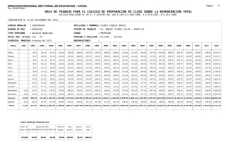 DIRECCION REGIONAL SECTORIAL DE EDUCACION - TACNA                                                                                                                                                               Página:       71
Ruc :20325722941
                                          HOJA DE TRABAJO PARA EL CALCULO DE PREPARACION DE CLASE SOBRE LA REMUNERACION TOTAL
                                                          CALCULO REALIZADO AL 30 %; Y AJUSTES DEL 16% A LOS D.U.090-1996, D.U.073-1997, D.U.011-1999

LIQUIDACION AL 31 DE DICIEMBRE DEL 2011

CODIGO MODULAR          : 1000406569                                         APELLIDOS Y NOMBRES: FLORES ESQUIA DANIEL
NUMERO DE DNI           : 00406569                                           CENTRO DE TRABAJO      : IE. MANUEL FLORES CALVO - POCOLLAY
TIPO SERVIDOR           : Docente Nombrado                                   CARGO                  : PROFESOR
NIVEL MAG. ACTUAL: III - 24                                                  PERIODO A ANALIZAR : 02/1991 - 12/2011
EXPEDIEN. PROCESO: Proceso N§ 3373                                           OBSERVACIONES          :

   Meses     1991       1992       1993         1994     1995      1996       1997      1998     1999     2000     2001     2002     2003     2004     2005     2006     2007     2008     2009     2010      2011        Total



Enero                     9.47      46.14        67.14    135.24    135.24     180.53   233.07   233.07   294.01   294.01   313.20   313.20   343.20   377.70   407.70   429.97   429.97   429.97   429.97     429.97     5,532.77

Febrero                   9.47      46.14        67.14    135.24    135.24     180.53   233.07   233.07   294.01   294.01   313.20   313.20   343.20   377.70   407.70   429.97   429.97   429.97   429.97     429.97     5,532.77

Marzo                     9.47      46.14        67.14    135.24    135.24     180.53   233.07   233.07   294.01   294.01   313.20   313.20   343.20   377.70   407.70   429.97   429.97   429.97   429.97     429.97     5,532.77

Abril                     9.47      46.14        98.04    135.24    135.24     180.53   233.07   294.01   294.01   294.01   313.20   313.20   343.20   377.70   407.70   429.97   429.97   429.97   429.97     429.97     5,624.61

Mayo                      9.47      67.14        98.04    135.24    135.24     180.53   233.07   294.01   294.01   294.01   313.20   343.20   364.20   398.70   419.25   429.97   429.97   429.97   429.97     429.97     5,729.16

Junio                     9.47      67.14        98.04    135.24    135.24     180.53   233.07   294.01   294.01   294.01   313.20   343.20   364.20   398.70   419.25   429.97   429.97   429.97   429.97     429.97     5,729.16

Julio                     9.47      67.14        98.04    135.24    135.24     180.53   233.07   294.01   294.01   294.01   313.20   343.20   364.20   398.70   419.25   429.97   429.97   429.97   429.97     429.97     5,729.16

Agosto                   27.47      67.14        98.04    135.24    135.24     233.07   233.07   294.01   294.01   294.01   313.20   343.20   377.70   407.70   419.25   429.97   429.97   429.97   429.97     429.97     5,822.20

Setiembre                27.47      67.14        98.04    135.24    135.24     233.07   233.07   294.01   294.01   313.20   313.20   343.20   377.70   407.70   429.97   429.97   429.97   429.97   429.97     429.97     5,852.11

Octubre                  27.47      67.14       135.24    135.24    135.24     233.07   233.07   294.01   294.01   313.20   313.20   343.20   377.70   407.70   429.97   429.97   429.97   429.97   429.97     429.97     5,889.31

Noviembre       5.18     27.47      67.14       135.24    135.24   180.53      233.07   233.07   294.01   294.01   313.20   313.20   343.20   377.70   407.70   429.97   429.97   429.97   429.97   429.97     429.97     5,939.78

Diciembre       5.18     27.47      67.14       135.24    135.24   180.53      233.07   233.07   294.01   294.01   313.20   313.20   343.20   377.70   407.70   429.97   429.97   429.97   429.97   429.97     429.97     5,939.78

Usuario        10.36    203.64    721.68 1,195.38 1,622.88 1,713.46 2,429.06 2,796.84 3,345.30 3,528.12 3,604.88 3,758.40 3,998.40 4,353.90 4,745.40 5,027.68 5,159.64 5,159.64 5,159.64 5,159.64            5,159.64 68,853.58

Essalud         0.93     18.33      64.95       107.58    146.06   154.21      218.62   251.72   301.08   317.53   324.44   338.26   338.26   338.26   338.26   338.26   338.26   338.26   338.26   338.26     338.26     5,288.20

TOTAL          11.29    221.97    786.63 1,302.96 1,768.94 1,867.67 2,647.68 3,048.56 3,646.38 3,845.65 3,929.32 4,096.66 4,336.66 4,692.16 5,083.66 5,365.94 5,497.90 5,497.90 5,497.90 5,497.90            5,497.90 74,141.78




            COSTO MENSUAL PERIODO 2012

            Prepa. de          Ajuste del 16%            Importe    Total     Aporte    Costo
            Clase 30% DU.090-96 DU.073-97 DU.011-99      Pagado    Usuario    Essalud   Total



             372.00      24.95      28.94       33.58     29.50    429.97      38.70    468.67
 