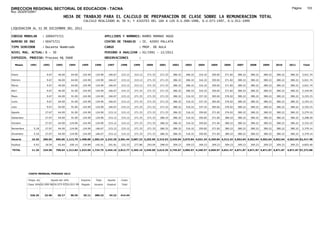 DIRECCION REGIONAL SECTORIAL DE EDUCACION - TACNA                                                                                                                                                               Página:      103
Ruc :20325722941
                                          HOJA DE TRABAJO PARA EL CALCULO DE PREPARACION DE CLASE SOBRE LA REMUNERACION TOTAL
                                                          CALCULO REALIZADO AL 30 %; Y AJUSTES DEL 16% A LOS D.U.090-1996, D.U.073-1997, D.U.011-1999

LIQUIDACION AL 31 DE DICIEMBRE DEL 2011

CODIGO MODULAR          : 1000475721                                         APELLIDOS Y NOMBRES: RAMOS MAMANI HUGO
NUMERO DE DNI           : 00475721                                           CENTRO DE TRABAJO      : IE. 42093 PALLATA
TIPO SERVIDOR           : Docente Nombrado                                   CARGO                  : PROF. DE AULA
NIVEL MAG. ACTUAL: B - 30                                                    PERIODO A ANALIZAR : 02/1991 - 12/2011
EXPEDIEN. PROCESO: Proceso N§ 5668                                           OBSERVACIONES          :

   Meses     1991       1992       1993         1994     1995      1996       1997      1998     1999     2000     2001     2002     2003     2004     2005     2006     2007     2008     2009     2010      2011        Total



Enero                     9.67      46.00        64.00    124.90    124.90     166.67   215.12   215.12   271.33   271.33   286.32   286.32   316.32   350.82   371.82   380.22   380.22   380.22   380.22     380.22     5,021.74

Febrero                   9.67      46.00        64.00    124.90    124.90     166.67   215.12   215.12   271.33   271.33   286.32   286.32   316.32   350.82   371.82   380.22   380.22   380.22   380.22     380.22     5,021.74

Marzo                     9.67      46.00        64.00    124.90    124.90     166.67   215.12   215.12   271.33   271.33   286.32   286.32   316.32   350.82   371.82   380.22   380.22   380.22   380.22     380.22     5,021.74

Abril                     9.67      46.00        91.00    124.90    124.90     166.67   215.12   271.33   271.33   271.33   286.32   286.32   316.32   350.82   371.82   380.22   380.22   380.22   380.22     380.22     5,104.95

Mayo                      9.67      64.00        91.00    124.90    124.90     166.67   215.12   271.33   271.33   271.33   286.32   316.32   337.32   365.82   376.02   380.22   380.22   380.22   380.22     380.22     5,193.15

Junio                     9.67      64.00        91.00    124.90    124.90     166.67   215.12   271.33   271.33   271.33   286.32   316.32   337.32   365.82   376.02   380.22   380.22   380.22   380.22     380.22     5,193.15

Julio                     9.67      64.00        91.00    124.90    124.90     166.67   215.12   271.33   271.33   271.33   286.32   316.32   337.32   365.82   376.02   380.22   380.22   380.22   380.22     380.22     5,193.15

Agosto                   27.67      64.00        91.00    124.90    124.90     215.12   215.12   271.33   271.33   271.33   286.32   316.32   350.82   371.82   376.02   380.22   380.22   380.22   380.22     380.22     5,279.10

Setiembre                27.67      64.00        91.00    124.90    124.90     215.12   215.12   271.33   271.33   286.32   286.32   316.32   350.82   371.82   380.22   380.22   380.22   380.22   380.22     380.22     5,298.29

Octubre                  27.67      64.00       124.90    124.90    124.90     215.12   215.12   271.33   271.33   286.32   286.32   316.32   350.82   371.82   380.22   380.22   380.22   380.22   380.22     380.22     5,332.19

Noviembre       5.18     27.67      64.00       124.90    124.90   166.67      215.12   215.12   271.33   271.33   286.32   286.32   316.32   350.82   371.82   380.22   380.22   380.22   380.22   380.22     380.22     5,379.14

Diciembre       5.18     27.67      64.00       124.90    124.90   166.67      215.12   215.12   271.33   271.33   286.32   286.32   316.32   350.82   371.82   380.22   380.22   380.22   380.22   380.22     380.22     5,379.14

Usuario        10.36    206.04    696.00 1,112.70 1,498.80 1,582.34 2,242.29 2,581.44 3,087.33 3,255.96 3,315.92 3,435.84 3,675.84 4,031.34 4,359.84 4,512.24 4,562.64 4,562.64 4,562.64 4,562.64            4,562.64 62,417.48

Essalud         0.93     18.54      62.64       100.14    134.89   142.41      201.81   232.33   277.86   293.04   298.43   309.23   309.23   309.23   309.23   309.23   309.23   309.23   309.23   309.23     309.23     4,855.40

TOTAL          11.29    224.58    758.64 1,212.84 1,633.69 1,724.75 2,444.10 2,813.77 3,365.19 3,549.00 3,614.35 3,745.07 3,985.07 4,340.57 4,669.07 4,821.47 4,871.87 4,871.87 4,871.87 4,871.87            4,871.87 67,272.88




            COSTO MENSUAL PERIODO 2012

            Prepa. de          Ajuste del 16%            Importe    Total     Aporte    Costo
            Clase 30% DU.090-96 DU.073-97 DU.011-99      Pagado    Usuario    Essalud   Total



             326.25      22.56      26.17       30.35     25.11    380.22      34.22    414.44
 