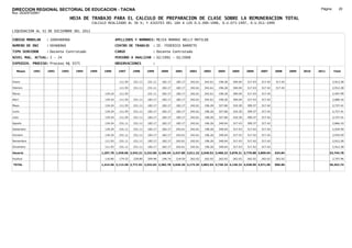 DIRECCION REGIONAL SECTORIAL DE EDUCACION - TACNA                                                                                                                                        Página:       20
Ruc :20325722941
                                 HOJA DE TRABAJO PARA EL CALCULO DE PREPARACION DE CLASE SOBRE LA REMUNERACION TOTAL
                                           CALCULO REALIZADO AL 30 %; Y AJUSTES DEL 16% A LOS D.U.090-1996, D.U.073-1997, D.U.011-1999

LIQUIDACION AL 31 DE DICIEMBRE DEL 2011

CODIGO MODULAR     : 1000488966                             APELLIDOS Y NOMBRES: MEJIA MAMANI NELLY MATILDE
NUMERO DE DNI      : 00488966                               CENTRO DE TRABAJO      : IE. FEDERICO BARRETO
TIPO SERVIDOR      : Docente Contratado                     CARGO                  : Docente Contratado
NIVEL MAG. ACTUAL: I - 24                                   PERIODO A ANALIZAR : 02/1991 - 02/2008
EXPEDIEN. PROCESO: Proceso N§ 3575                          OBSERVACIONES          :

   Meses    1991   1992   1993     1994   1995    1996       1997      1998     1999     2000     2001     2002     2003     2004     2005     2006     2007     2008     2009   2010   2011       Total



Enero                                                         111.93   231.11   231.11   182.17   182.17   242.61   242.61   196.26   340.04   317.43   317.42   317.42                            2,912.28

Febrero                                                       111.93   231.11   231.11   182.17   182.17   242.61   242.61   196.26   340.04   317.43   317.42   317.42                            2,912.28

Marzo                                              134.24     111.93            231.11   182.17   182.17   242.61   242.61   196.26   340.04   317.43   317.42                                     2,497.99

Abril                                              134.24     111.93   231.11   182.17   182.17   182.17   242.61   242.61   196.26   340.04   317.43   317.42                                     2,680.16

Mayo                                               134.24     111.93   231.11   182.17   182.17   182.17   242.61   196.26   327.66   310.30   309.37   317.42                                     2,727.41

Junio                                              134.24     111.93   231.11   182.17   182.17   182.17   242.61   196.26   327.66   310.30   309.37   317.42                                     2,727.41

Julio                                              134.24     111.93   231.11   182.17   182.17   182.17   242.61   196.26   327.66   310.30   309.37   317.42                                     2,727.41

Agosto                                             134.24     231.11   231.11   182.17   182.17   182.17   242.61   196.26   340.04   317.43   309.37   317.42                                     2,866.10

Setiembre                                          134.24     231.11   231.11   182.17   182.17   242.61   242.61   196.26   340.04   317.43   317.42   317.42                                     2,934.59

Octubre                                            134.24     231.11   231.11   182.17   182.17   242.61   242.61   196.26   340.04   317.43   317.42   317.42                                     2,934.59

Noviembre                                          111.93     231.11   231.11   182.17   182.17   242.61   242.61   196.26   340.04   317.43   317.42   317.42                                     2,912.28

Diciembre                                          111.93     231.11   231.11   182.17   182.17   242.61   242.61   196.26   340.04   317.43   317.42   317.42                                     2,912.28

Usuario                                          1,297.78 1,939.06 2,542.21 2,332.86 2,186.04 2,427.80 2,911.32 2,540.52 3,468.22 3,878.21 3,776.88 3,809.04     634.84                        33,744.78

Essalud                                            116.80     174.52   228.80   209.96   196.74   218.50   262.02   262.02   262.02   262.02   262.02   262.02   262.02                            2,707.96

TOTAL                                            1,414.58 2,113.58 2,771.01 2,542.82 2,382.78 2,646.30 3,173.34 2,802.54 3,730.24 4,140.23 4,038.90 4,071.06     896.86                        36,452.74
 