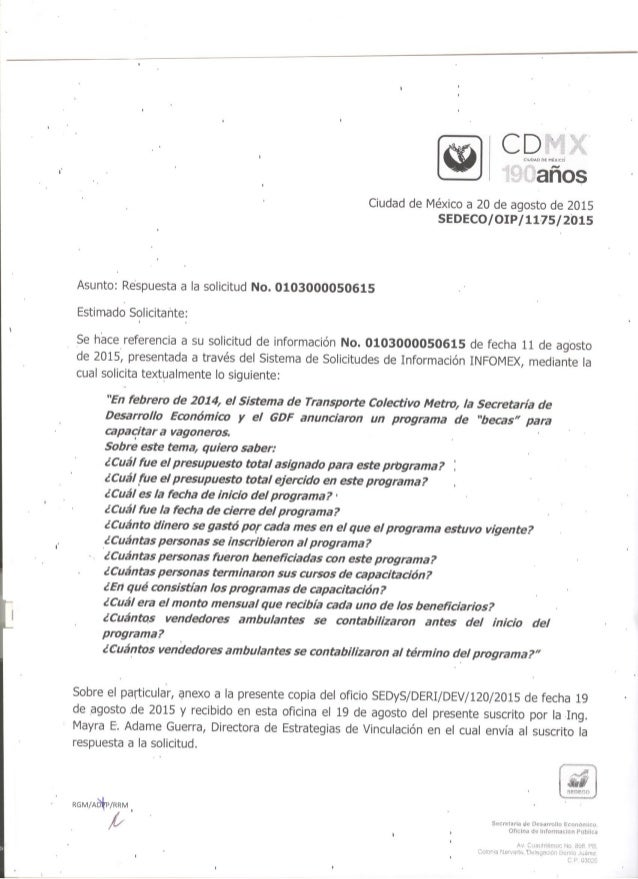 Respuesta a la solicitud de información #0103000050615