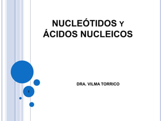 NUCLEÓTIDOS Y
ÁCIDOS NUCLEICOS
DRA. VILMA TORRICO
1
 