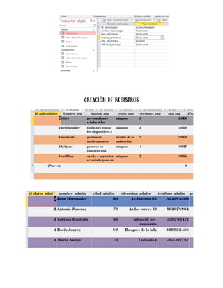 creación de registros
 