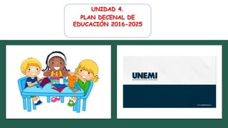 UNIDAD 4.
PLAN DECENAL DE
EDUCACIÓN 2016-2025
 
