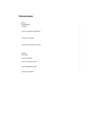 - Fichas por grupos:
 