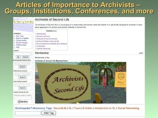 Articles of Importance to Archivists –  Groups, Institutions, Conferences, and more 