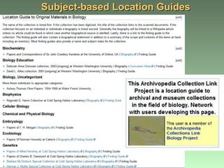 Subject-based Location Guides 