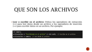 Archivos en C++ para el desarrollo de Estructuras | PDF
