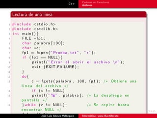 uso de archivos y cadenas en lenguaje de programacion c | PDF