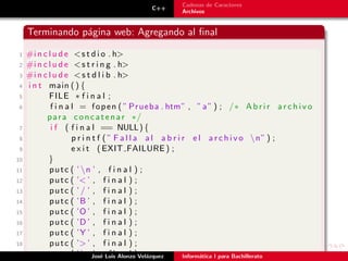 uso de archivos y cadenas en lenguaje de programacion c | PDF