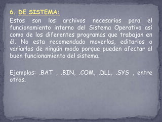 RM, RAM, RV: archivo de video en formato propietario de Real Video. Se ejecuta con Real PlayerDiVX: archivo de video en formato DiVX:) conocido como el MP3 del video ya que permite niveles muy altos de compresión. Logra que una película que ocuparía un DVD entero (de hasta 7 GB), pueda grabarse en un CD-Rom común (de 700 MB) sin perder calidad.5.DE IMÁGENES: Poco hay que decir de las imágenes y de sus formatos salvo que cada uno de ellos utiliza un método de representación y que algunos ofrecen mayor calidad que otros. También cabe destacar que muchos programas de edición gráfica utilizan sus propios formatos de trabajo con imágenes.
