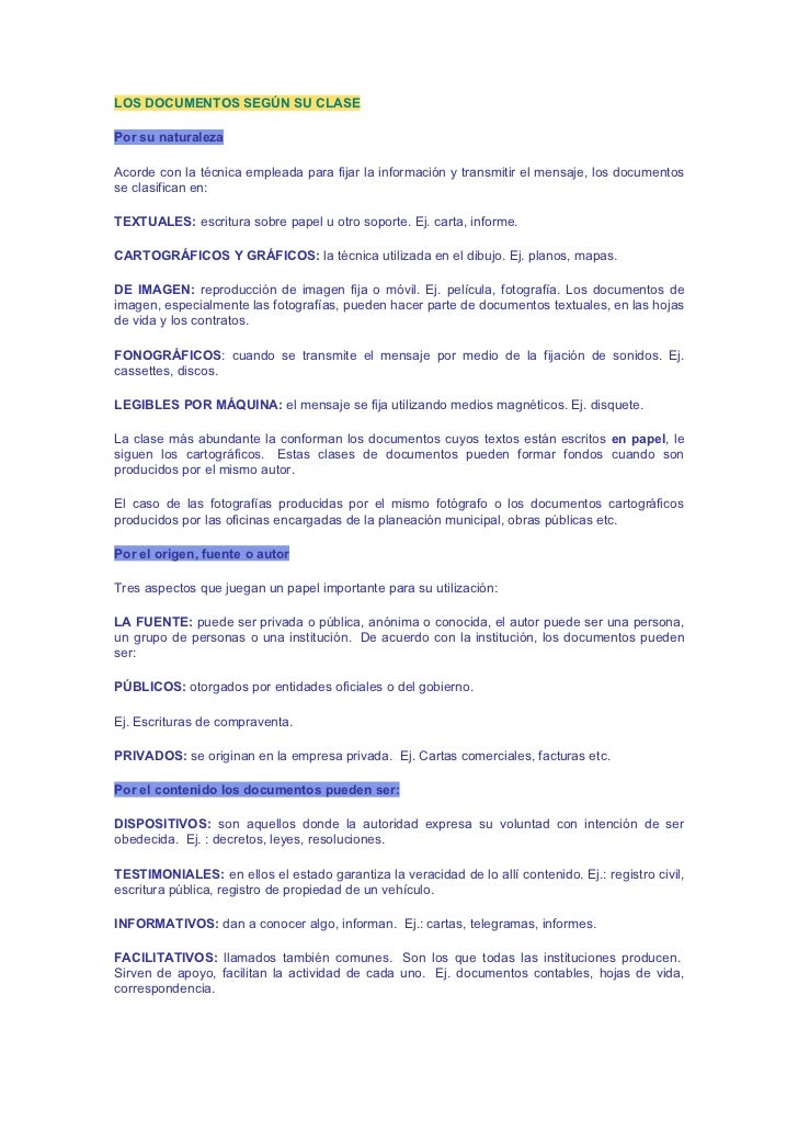 Archivo Y Clases De Documentos