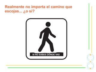 Realmente no importa el camino que
escojas... ¿o sí?
SI NO SABES DÓNDE VAS
 