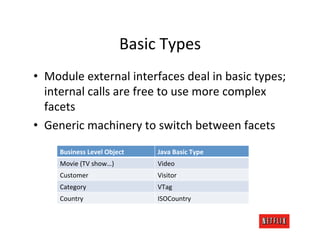 Basic	
  Types	
  
•  Module	
  external	
  interfaces	
  deal	
  in	
  basic	
  types;	
  
   internal	
  calls	
  are	
 ...