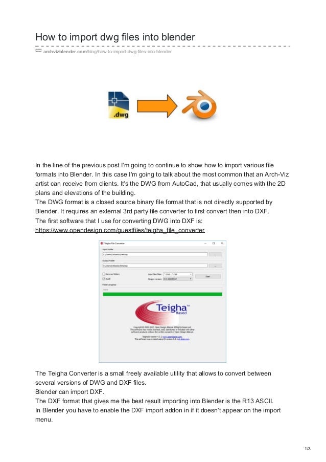 how to import dwg files into blender