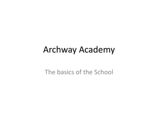 Archway Academy The basics of the School 