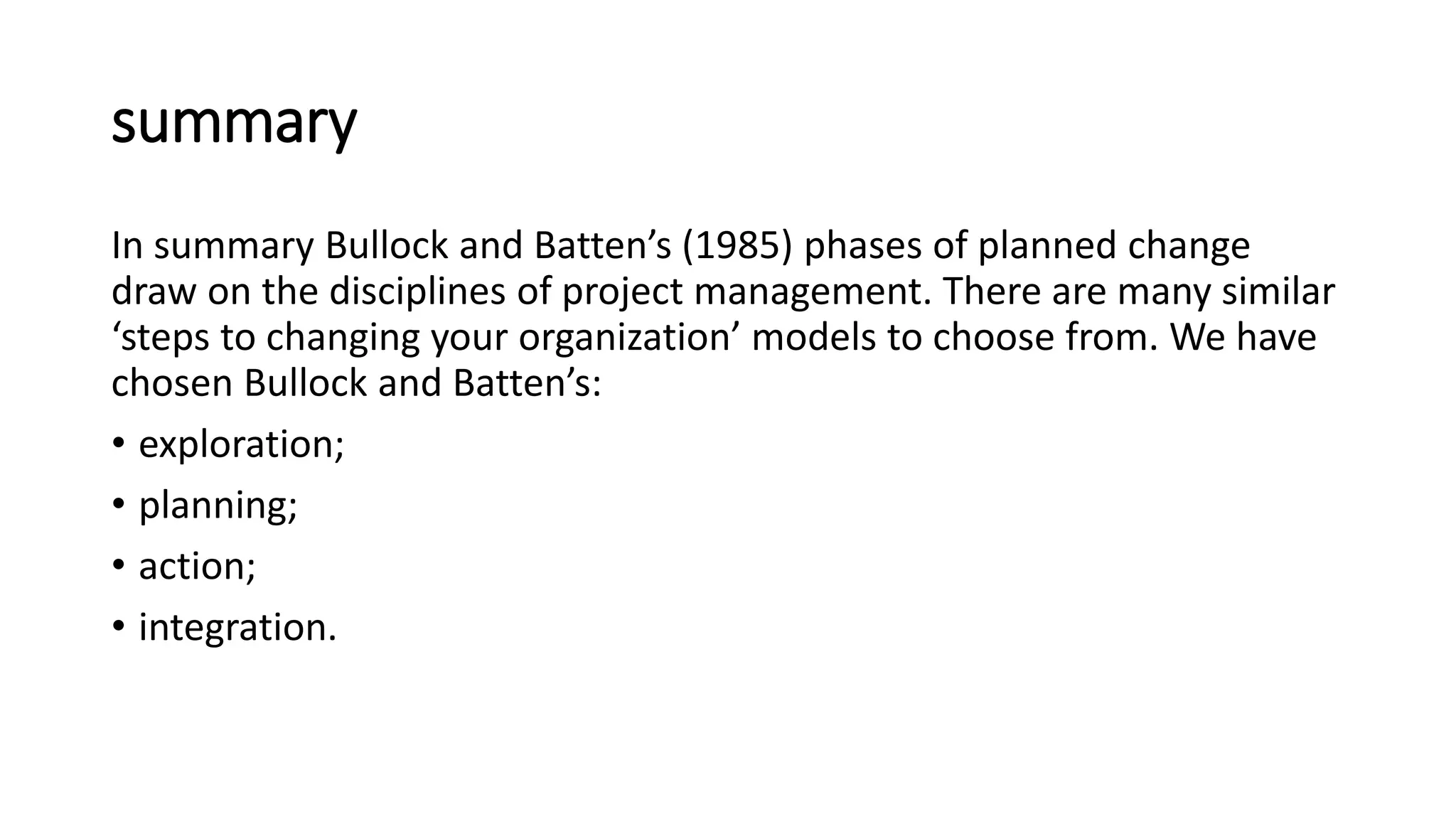 BULLOCK AND BATTEN PHASES OF PLANNED CHANGE | PPTX