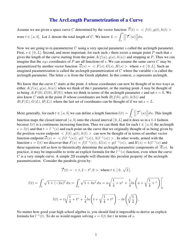 Arc Lengthparametrization