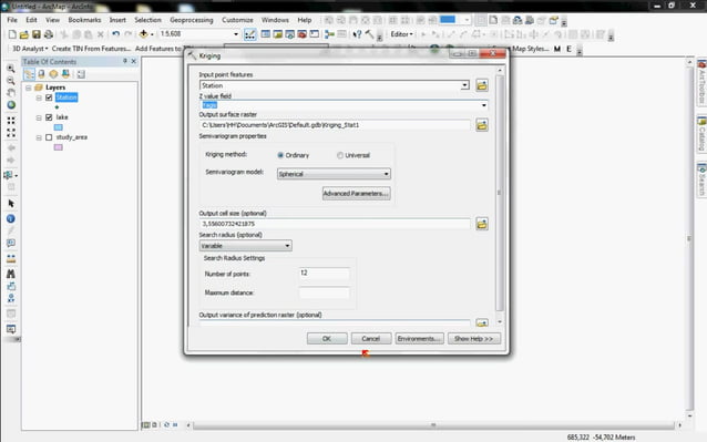 Arc map arcscene gis interpolation kriging method mono lake arcmap 10 | PDF