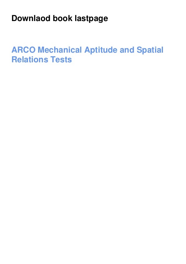 Mechanical Aptitude And Spatial Relations Tests