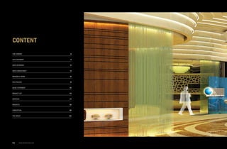 CONTENT
The Synergy
CEO Statement
Arco Interiors
Arco Consultancy
Mission & Vision
EHS POLICIES
QA/QC Statement
Project List
Services
Projects
conceptual
the Group
8
9
12
14
16
19
20
23
24
26
90
132
www.arcointeriors.comP 6
 