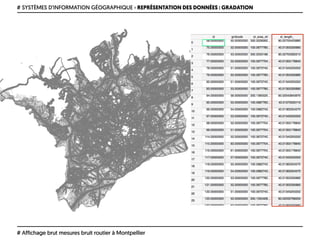 # SYSTÈMES D’INFORMATION GÉOGRAPHIQUE › REPRÉSENTATION DES DONNÉES : GRADATION
# Affichage brut mesures bruit routier à Montpellier
 