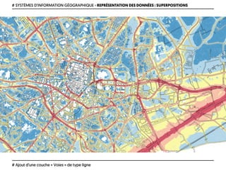 # SYSTÈMES D’INFORMATION GÉOGRAPHIQUE › REPRÉSENTATION DES DONNÉES : SUPERPOSITIONS
# Ajout d’une couche « Voies » de type ligne
 