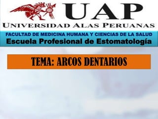 FACULTAD DE MEDICINA HUMANA Y CIENCIAS DE LA SALUD
Escuela Profesional de Estomatología


        TEMA: ARCOS DENTARIOS
 
