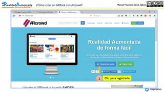 ¿Cómo crear un ARBook con Arcrowd? Manuel Francisco García Gálvez
magargalvez
Clic para registrarte1
 