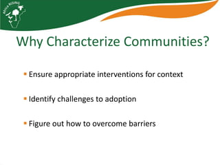 Characterizing households and communities for Africa RISING