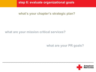 step 6: evaluate organizational goals


        what’s your chapter’s strategic plan?




what are your mission critical s...