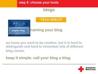 step 8: choose your tools

                        blogs

                      *TECH SPECS*


   chapter blog   naming yo...