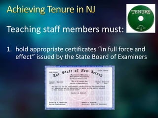 Teaching staff members must:
1. hold appropriate certificates “in full force and
   effect” issued by the State Board of Examiners
 