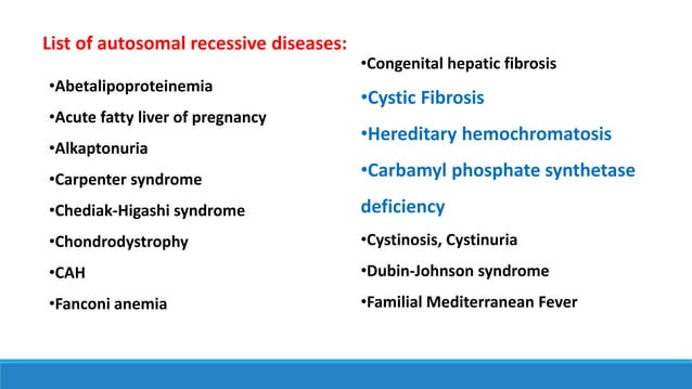 Autosomal recessive diseases | PPTX