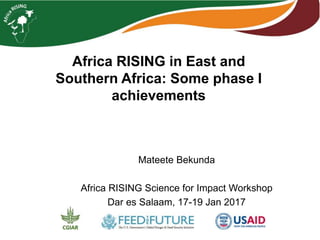 Africa RISING in East and
Southern Africa: Some phase I
achievements
Mateete Bekunda
Africa RISING Science for Impact Workshop
Dar es Salaam, 17-19 Jan 2017
 