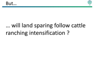 But…



… will land sparing follow cattle
ranching intensification ?
 