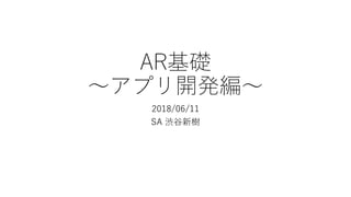 AR基礎
～アプリ開発編～
2018/06/11
SA 渋谷新樹
 
