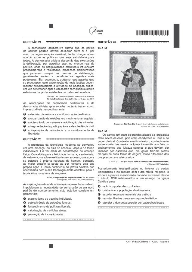 Encceja 2016 - Caderno Azul Prova Ciências Humanas