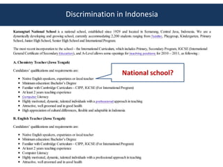 Discrimination in Indonesia




                National school?
 