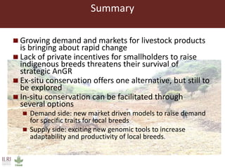 The sustainable use of animal genetics in developing countries