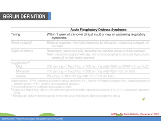 ARDS – The Berlin Definition (Ranieri et al, 2012)
RESPIRATORY THERAPY EDUCATION AND COMPETENCY PROGRAM
BERLIN DEFINITION
 
